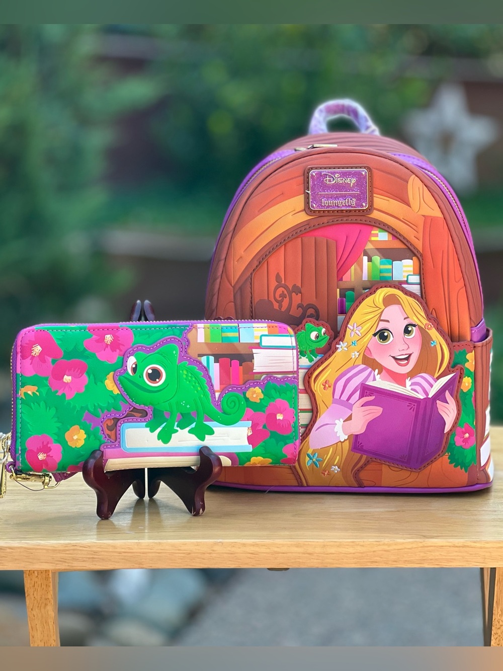 Loungefly Disney Tangled Rapunzel Exclusive Books Backpack and Wallet Set NWT